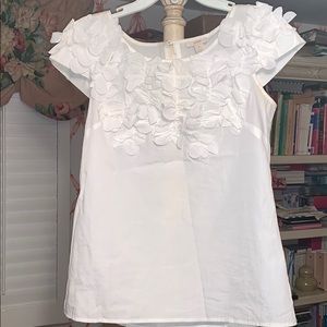 J.crew white flower top blouse